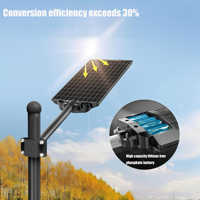 Lampadaire Solaire 300W IP65 Extérieur ABS avec Capteur Radar Crépuscule à l'Aube pour Routes Rurales, Parkings, Allées, Faible MOQ, Logo Personnalisé