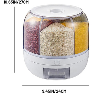 Plastic <b>Kitchen</b> <b>Storage</b> Container Rotating 6-Grid Rotary Dry Food Rice Dispenser Airtight Food Grade Lid Microwavable Injection - Product Image 2