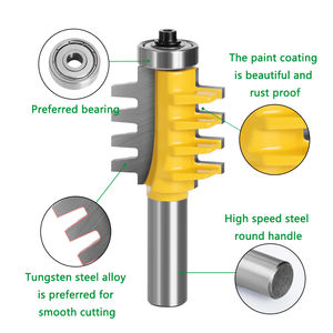 Brocas para enrutador de junta de dedo de rodamiento, cortador de fresado de madera de carpintería de carburo, vástago de 1/2 pulgadas, broca para enrutador de junta de pegamento de dedo Reversible - Product Image 3