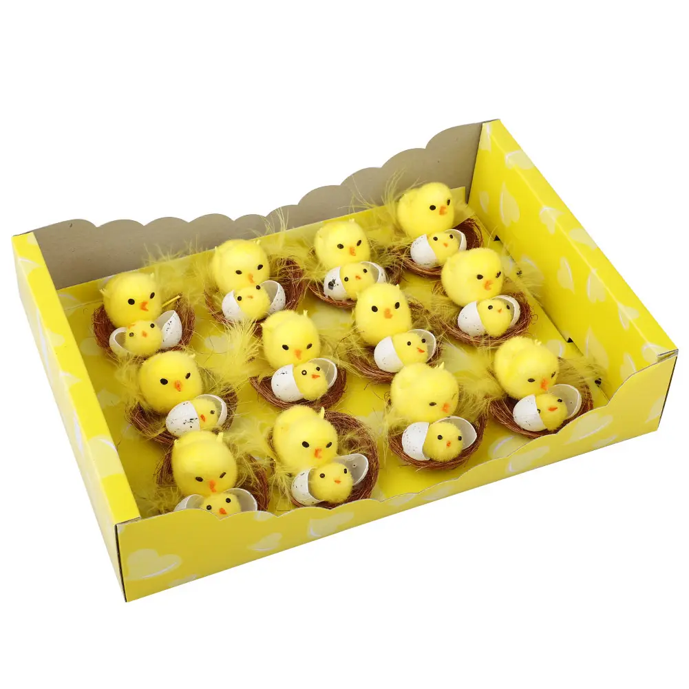 Popolare 12 pezzi soffice giallo morbido kit di pollo per bambini giocattolo decorazione pasqua