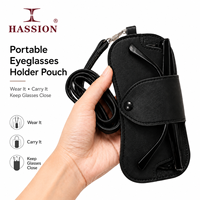 Étui à lunettes en cuir personnalisé HASSION, pochette portable pour lunettes avec sangle de cou, support pour lunettes de soleil, OEM ODM
