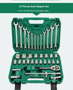 Kit d'outils de réparation automobile 46 pièces, clé à douille 1/4 pouce, source d'alimentation manuelle, personnalisable OEM, mallette rigide certifiée GS - Product Image 5