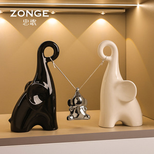 Ornamenti di elefante in ceramica stile moderno luce creativa di lusso casa <span class=keywords><strong>soggiorno</strong></span> TV armadietto del vino decorazione <span class=keywords><strong>regalo</strong></span> animale - Product Image 4