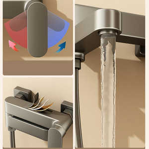 Ensemble <span class=keywords><strong>de</strong></span> robinet <span class=keywords><strong>de</strong></span> bain et <span class=keywords><strong>de</strong></span> douche mural en laiton gris pistolet <span class=keywords><strong>mitigeur</strong></span> chaud et froid <span class=keywords><strong>de</strong></span> salle <span class=keywords><strong>de</strong></span> bain robinet <span class=keywords><strong>de</strong></span> douche <span class=keywords><strong>avec</strong></span> système <span class=keywords><strong>de</strong></span> douche à main - Product Image 2