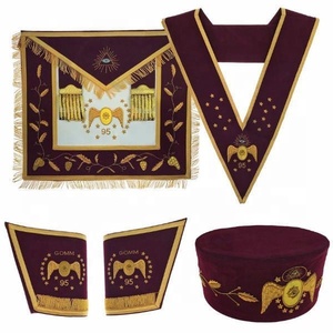 Masonic Regalia หมวกแก็นเล็ตปักลายมือ95องศา,ปลอกสวมป้องกัน - Product Image 1