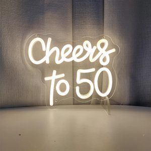 Letrero Luminoso LED <span class=keywords><strong>de</strong></span> Neón con la Frase '¡Brindemos por 50 Años!', Decoración <span class=keywords><strong>de</strong></span> Pared <span class=keywords><strong>para</strong></span> Aniversario, <span class=keywords><strong>Cumpleaños</strong></span>, Hogar, Sala <span class=keywords><strong>de</strong></span> Estar, Bar, Pub, <span class=keywords><strong>Restaurante</strong></span>, Celebración - Product Image 2