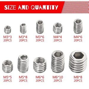 Vis à six pans creux en acier inoxydable M3 M4 M5 M6 M8 métriques, 200 pièces, DIN916, qualité A, filetage standard, équipement de communication - Product Image 3