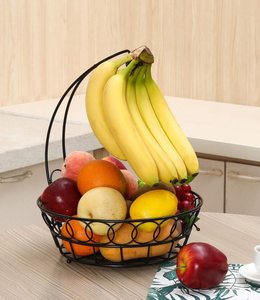 Nouveau Fil Noir Panier De Fruits Bol avec <span class=keywords><strong>Banane</strong></span> Crochet Cintre - Product Image 2