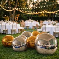 Boule de miroir gonflable géante réutilisable en or et argent brillant grand ballon à bulles pour la décoration gonflable de publicité de Noël
