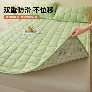 Thin Quilted Mattress Pad 0.9m <b>Bed</b> Non Slip Home Use Polyester <b>Folding</b> Mat Solid Pattern Machine Washable - Product Image 1