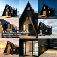 Maison préfabriquée modulaire rectangulaire, mini-villa à double balcon, maison conteneur en acier léger, cabane de glamping, bureau