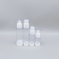 Flacon vide en plastique sans air à pression multi-capacités (15ml, 30ml, 50ml, 80ml, 100ml, 120ml, 150ml, 200ml) pour émulsion hydratante en spray
