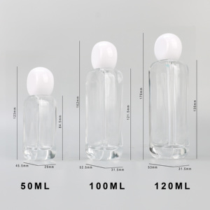 50ml 100ml 120ml bouchon blanc bouteille en verre vide transparente avec compte-gouttes de pulvérisation personnalisé pour les soins de la peau cosmétiques <span class=keywords><strong>huile</strong></span> de sérum de beauté - Product Image 6
