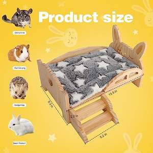 <span class=keywords><strong>Lit</strong></span> en bois <span class=keywords><strong>pour</strong></span> cochon d'Inde avec escalier et tapis, coussin confortable <span class=keywords><strong>pour</strong></span> petits animaux, abri détachable <span class=keywords><strong>pour</strong></span> petits animaux de compagnie, habitat <span class=keywords><strong>pour</strong></span> cochon d'Inde - Product Image 2