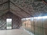 Tente de camping extérieure imperméable à armature en acier, camouflage, avec parois latérales pleines pour climat tropical
