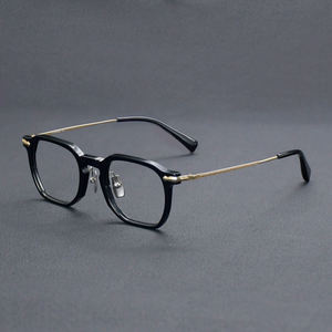 Lunettes de vue OTW6024 en acétate de titane pour hommes et femmes, monture complète classique bleue/dorée, légères, pour visages en forme de losange - Product Image 2