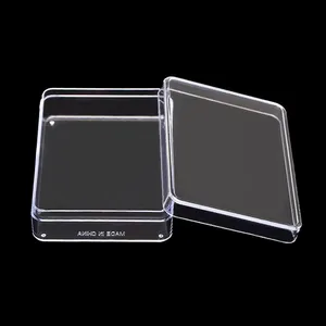 Caja de embalaje de plástico transparente, caja de cristal de almacenamiento de joyería PS con cubierta