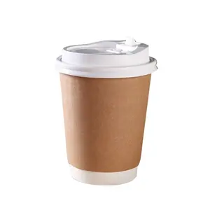 לוגו מותאם אישית חד פעמי קיר כפול לקחת תה חלב קר חם משקה קפה ציפוי PE כוס נייר קראפט עם מכסה