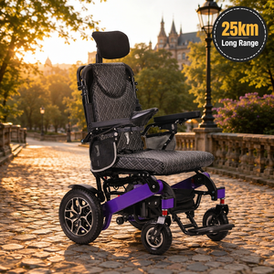 <span class=keywords><strong>Fauteuil</strong></span> <span class=keywords><strong>roulant</strong></span> <span class=keywords><strong>électrique</strong></span> pliable en alliage d'aluminium à longue portée de 25 km, inclinable avec télécommande, parmi les plus vendus - Product Image 1