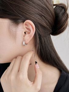 Dylam New Arrival Rhodium 18K Gold Plated S925 <b>Silver</b> Hypoallergenic Multiple Line Square Shape <b>Clip</b> on Earrings - Product Image 3