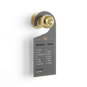 Tarjeta de Menú para Servicio a la Habitación de Hotel, de Poliéster, con Opciones de Desayuno y Cena para Pedidos de Huéspedes, Origen EE. UU. - Product Image 1