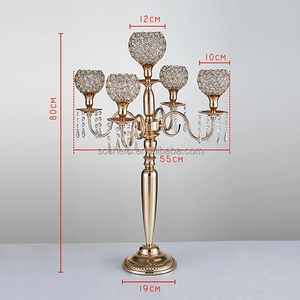Hermoso <span class=keywords><strong>Candelabro</strong></span> Nuevo de 5 Brazos con Acabado Dorado Metálico para Mesa de Comedor, Decoración Central para Bodas - Product Image 3