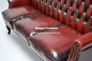 فريد تصميم خمر غرفة المعيشة أثاث الفندق الملكة آن الملكي أريكة جلدية - Product Image 4