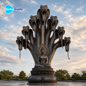 Sculpture de <span class=keywords><strong>Bouddha</strong></span> Naga à 7 Têtes en Bronze Antique, Statue de <span class=keywords><strong>Bouddha</strong></span> Serpent du Bouddhisme Thaïlandais, Ornement Religieux de Jardin Extérieur - Product Image 4