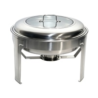 Réchaud de buffet rond argenté avec couvercle transparent rabattable, présentoir chauffant pour aliments, idéal pour hôtels, banquets et mariages