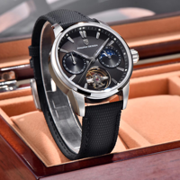 Montre mécanique automatique Pagani Design PD-YS021 en cuir PU, chronographe lumineux, étanche, phase de lune, montre mécanique pour homme