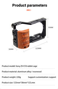 Cage pour appareil photo <span class=keywords><strong>Sony</strong></span> Alpha ZV-E10 avec poignée en bois, cage complète avec poignée en bois pour <span class=keywords><strong>Sony</strong></span> <span class=keywords><strong>ZVE10</strong></span> - Product Image 6