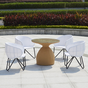 Conjunto de Muebles de Jardín para <span class=keywords><strong>Terraza</strong></span>, Balcón o Patio, Diseño Americano, Tres Piezas, Ratán y Hierro Forjado - Product Image 4
