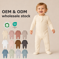Romper Bayi Organik Bersertifikat CPC Grosir, Lengan Panjang, Desain Anti-Selip, Jumpsuit Bayi, Piyama Musim Gugur, Romper Kaki Tertutup