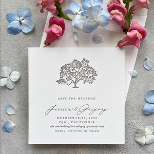 Inviti Matrimoniali Rustici Chic Personalizzati in Carta <span class=keywords><strong>di</strong></span> Cotone Lavanda con Stampa a Rilievo e Incisione per Matrimoni in Stile Country - Product Image 2