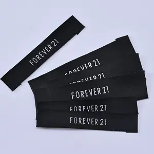制造商定制端折叠服装编织标签自有品牌标志枕头标签服装面料简单衣领标签