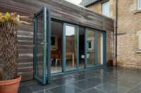 Portes pliantes NFRC AS2047 CE TOMA 96*80 pouces, aluminium noir, verre Low-e à l'argon, ouverture extérieure à droite, pour patio