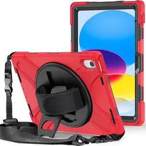 Thick Silicone Shockproof Rugged Tablet Case For IPad 10th Generation 10.9 Inch 2022 Heavy Duty Cover With Shoulder Strap Stand