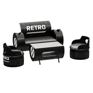Juego de Muebles de Barril de Metal con Acabado en Polvo, Estilo Industrial Moderno Negro, para Comedor, Bar, Cafetería, Salón Comercial - Product Image 6