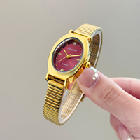 Jam Tangan Quartz Vintage Sunlifex, Model Retro Baru, Mewah Ringan, Bentuk Oval Kecil, Eksklusif, Serbaguna, untuk Wanita