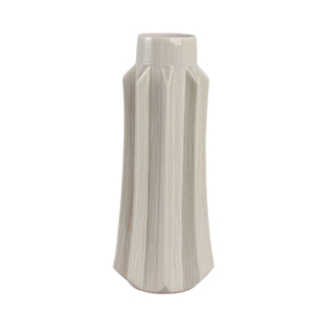 Vaso Sfaccettato con Dettagli a Pannelli Verticali, Vaso Decorativo per Fiori, Elemento d'Accento per Soggiorno - Product Image 4