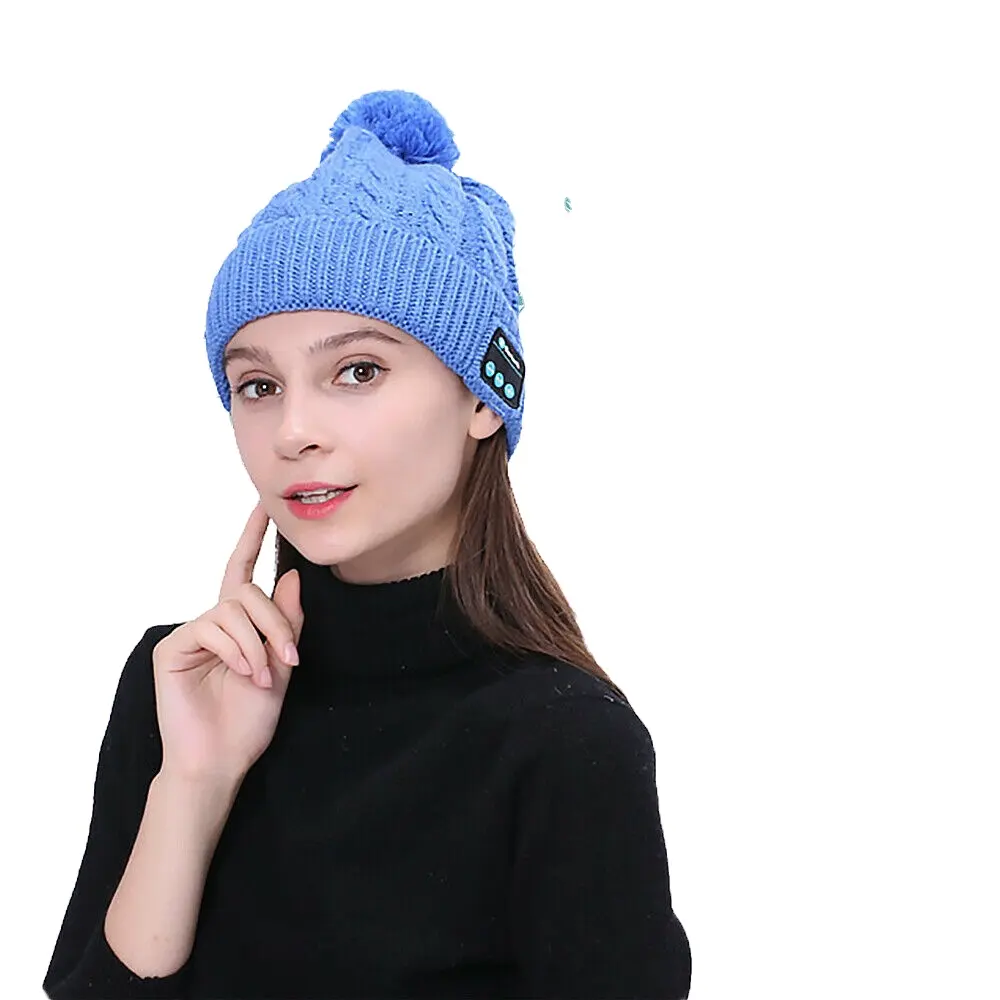 Gorro de lana para mujer y niño, Boina inalámbrica con auriculares sobre la oreja, auriculares manos libres con micrófono y altavoz