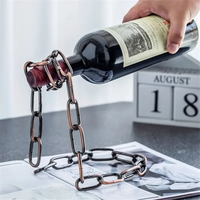 Porte-bouteilles suspendu en chaîne de haute qualité pour vin rouge, support métallique pour bouteilles de vin, décoration de restaurant, ornement de bar