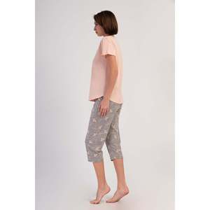 Traje de dormir capri ovalado de manga corta con cuello redondo para mujer - Product Image 3