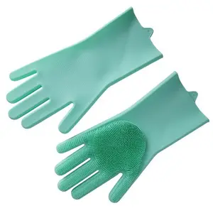 Silikon temizlik eldiveni çanak bulaşık eldivenleri mutfak kullanımlık silikon Scrubber temizlik eldiveni evcil/ev işi için