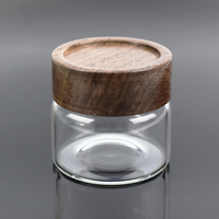 Pot en verre à haute transparence en borosilicate avec couvercle en bois de bambou pour fleurs séchées, pot en verre avec couvercle résistant aux enfants