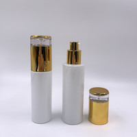 Ensemble d'emballage de luxe pour soins de la peau : Flacon pompe en verre blanc nacré pour lotion 20ml 30ml 50ml 100ml 120ml et pot de crème visage 30g 50g 100g