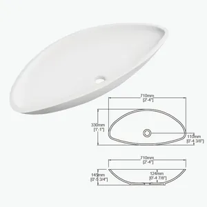 Oem/Odm 사용자 정의 색상 위생 도자기 광택 흰색 삼각형 단단한 표면 세면기 아트 싱크 욕실 화장대 상단