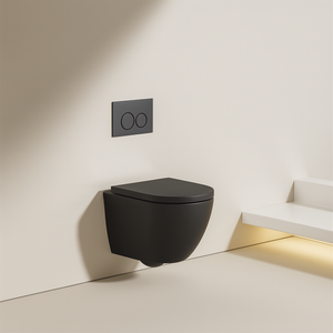 European Sanitary Ware Suite Matte <strong>Black</strong> Wall Hung <strong>Toilet</strong> and Ceramic Bidet Wall Mount Commode Bidet Set - Product Image 3