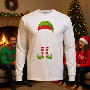 Camiseta de manga larga navideña familiar a juego con diseño de elfo soltero para fiesta de pijamas en grupo - Product Image 3