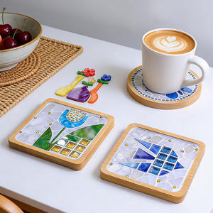 ชุดงานฝีมือ DIY แผ่นรองแก้วอะคริลิคทรงกลมและสี่เหลี่ยมลายผลไม้และดอกไม้ ของตกแต่งบ้าน ของขวัญสำหรับเด็ก - Product Image 3